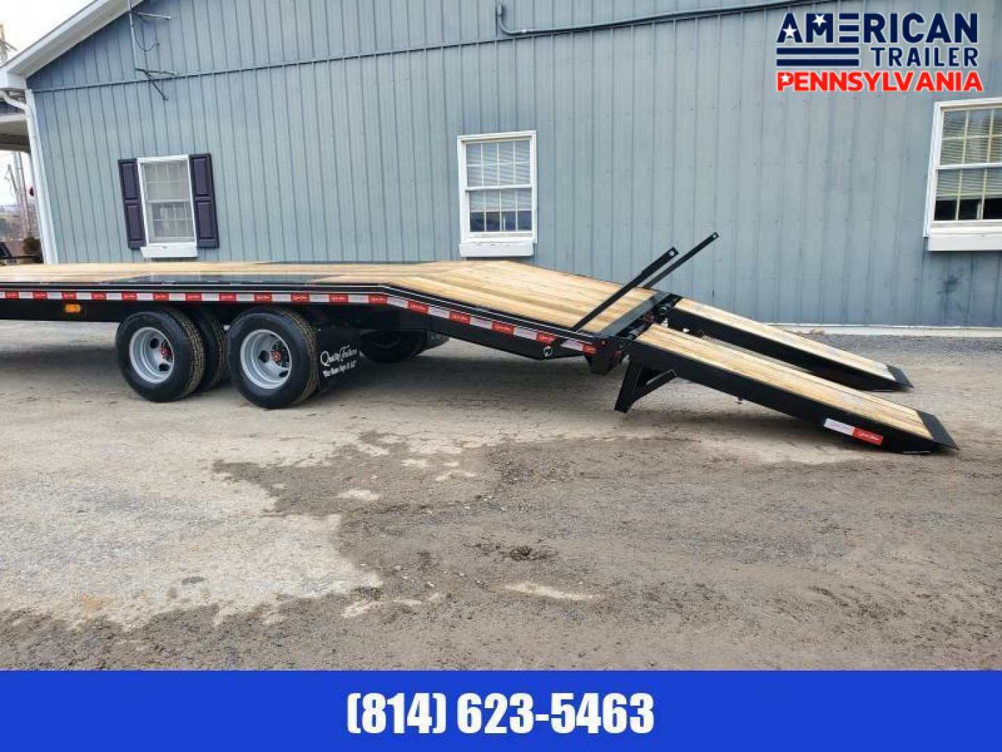 New NEW! American Trailer Pro Grade Pintle Deckover - 25' - 25000 GVWR - - Wood Filled Ramps -Spare Tire Mount