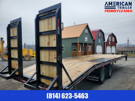New NEW! American Trailer Pro Grade Pintle Deckover - 25' - 25000 GVWR - - Wood Filled Ramps -Spare Tire Mount