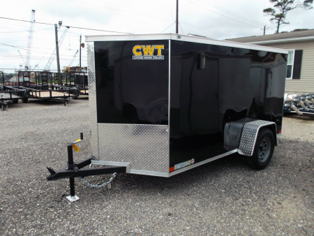 New 2026 Covered Wagon Trailers 5x10 Cargo / Enclosed Cargo Trailer / Ramp / RV Side Door / Bed Lined Tongue and Frame / .030 Black