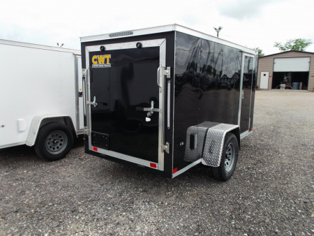 New 2026 Covered Wagon Trailers 5x10 Cargo / Enclosed Cargo Trailer / Ramp / RV Side Door / Bed Lined Tongue and Frame / .030 Black