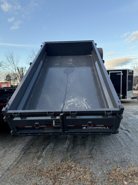 New 2026 Iron Bull Dump Trailer / DWB Series / 83" Wide x 16' Long / 2-8,000# Electric Brake Axles / Tarp / Ramps / Combo Rear Gate / Gray Powder Coat / 215-75R17.5 Tires & Wheel