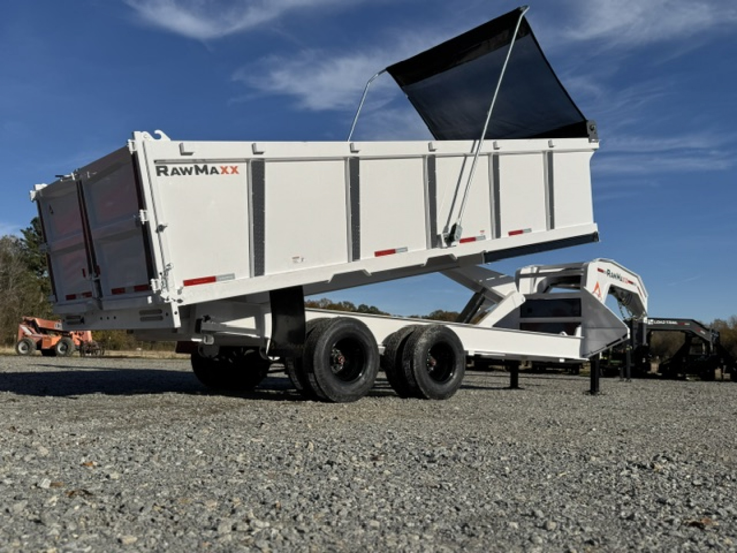 New 2026 RawMaxx HDX 102X20 GOOSENECK HIGH SIDE 10K AXLES, W/14 PLYS, HYDRAULIC JACKS, AND FLIP OVER TARP 24000K GVWR Dump Trailer