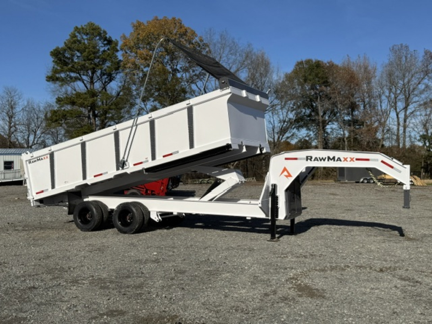 New 2026 RawMaxx HDX 102X20 GOOSENECK HIGH SIDE 10K AXLES, W/14 PLYS, HYDRAULIC JACKS, AND FLIP OVER TARP 24000K GVWR Dump Trailer