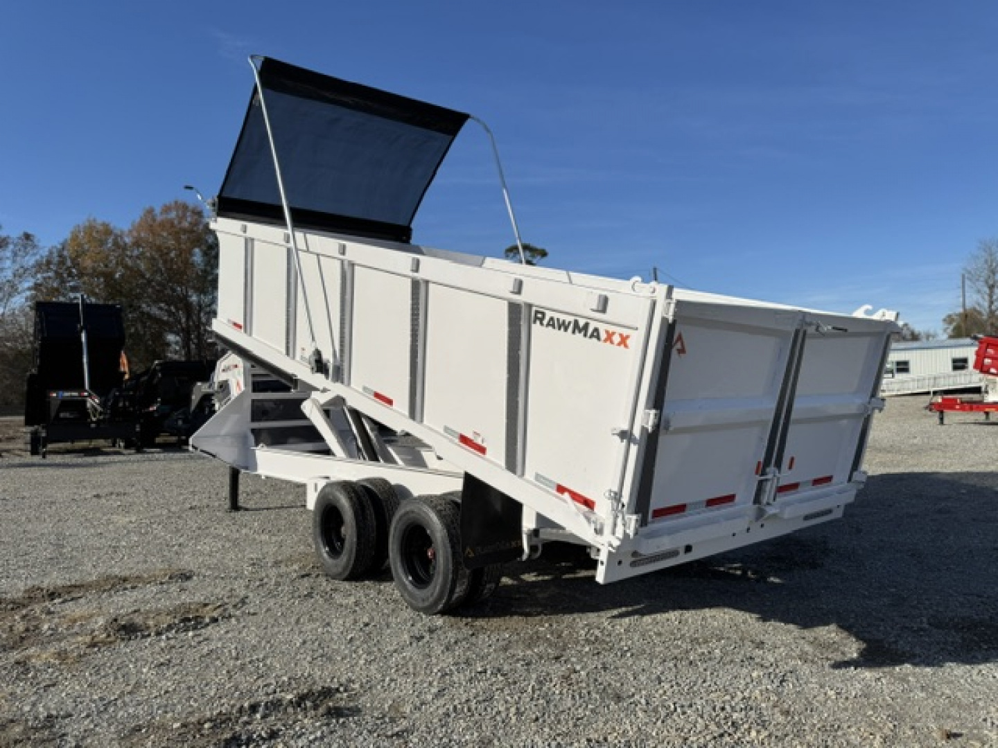 New 2026 RawMaxx HDX 102X20 GOOSENECK HIGH SIDE 10K AXLES, W/14 PLYS, HYDRAULIC JACKS, AND FLIP OVER TARP 24000K GVWR Dump Trailer