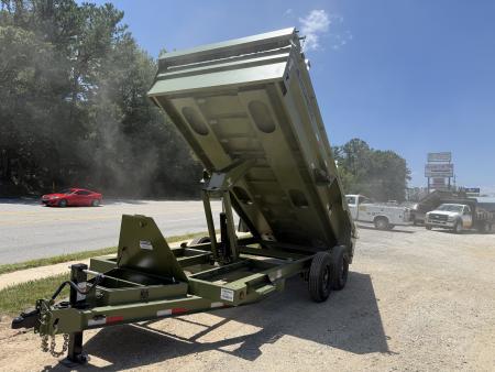 New 2026 Iron Bull Dump Trailer / DTB Series / 83  Wide x 16' Long / Scissor Hoist / Ramp / Tarp / 24  High Sides / Military Green Color