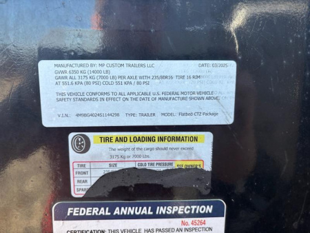 Used Repo 2025 MP Custom Trailers 40' Flatbed CTZ Package