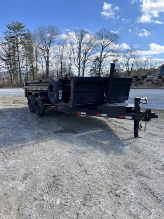 New 2026 Iron Bull Dump Trailer / DTB Series / 83" Wide x 16' Long / Scissor Hoist / Ramp / Tarp / 24" High Sides / Black Color