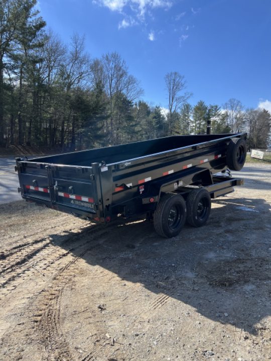 New 2026 Iron Bull Dump Trailer / DTB Series / 83" Wide x 16' Long / Scissor Hoist / Ramp / Tarp / 24" High Sides / Black Color
