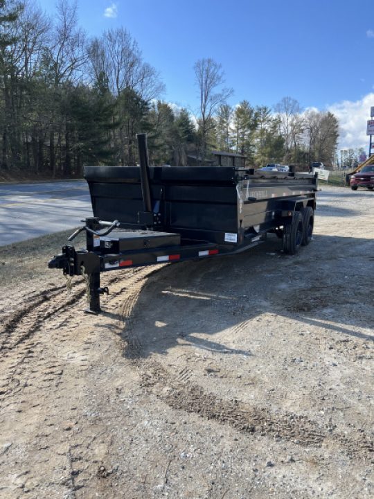 New 2026 Iron Bull Dump Trailer / DTB Series / 83" Wide x 16' Long / Scissor Hoist / Ramp / Tarp / 24" High Sides / Black Color