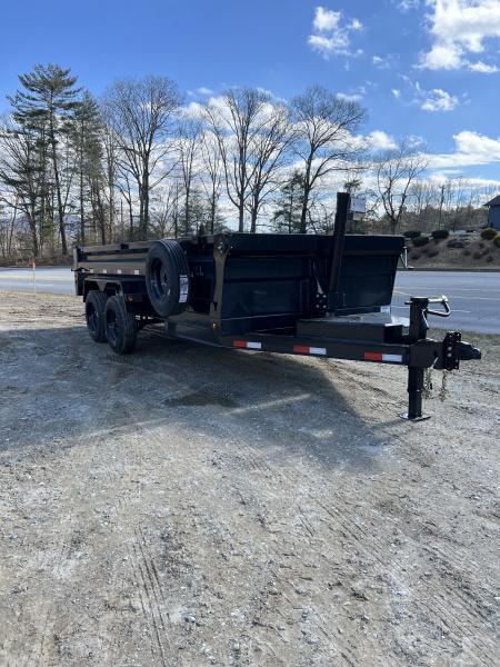 New 2026 Iron Bull Dump Trailer / DTB Series / 83" Wide x 16' Long / Scissor Hoist / Ramp / Tarp / 24" High Sides / Black Color
