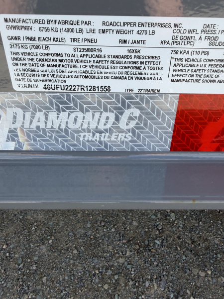 New 2024 Diamond C Trailers LPX207 22' x 82" Flatbed Trailer