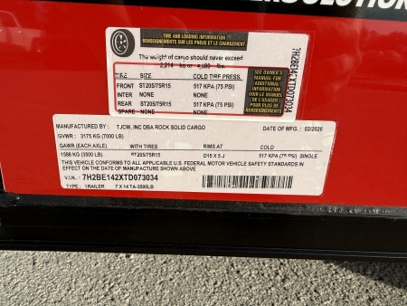 New 2026 Rock Solid Cargo 7x14 7K Rear Ramp Door Black Out Pkg Cargo / Enclosed Trailer