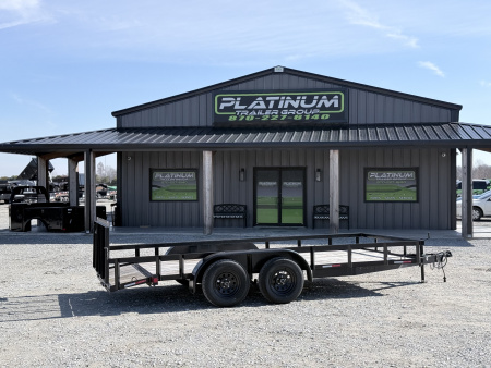 Used 2025 L&O Manufacturing 82X16 W/2' DOVE, 3' FOLDING GATE AND BRAKE AXLE 7K GVWR Utility Trailer