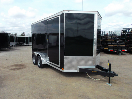 New 2026 Covered Wagon Trailers 7x14 Cargo Trailer / Enclosed Trailer / 7ft Interior / Extra Wide Ramp / 48  RV Door / LEDs / .080 Black Poly Core