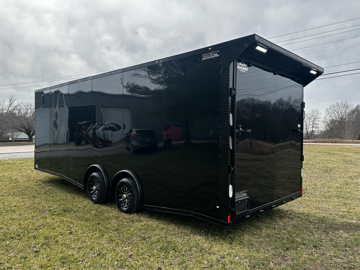 New 2026 Rock Solid 8.5x24 7'6" Interior Car Hauler-5200LB Torsion Axle-Black Poly- Blackout-Enclosed Car Hauler