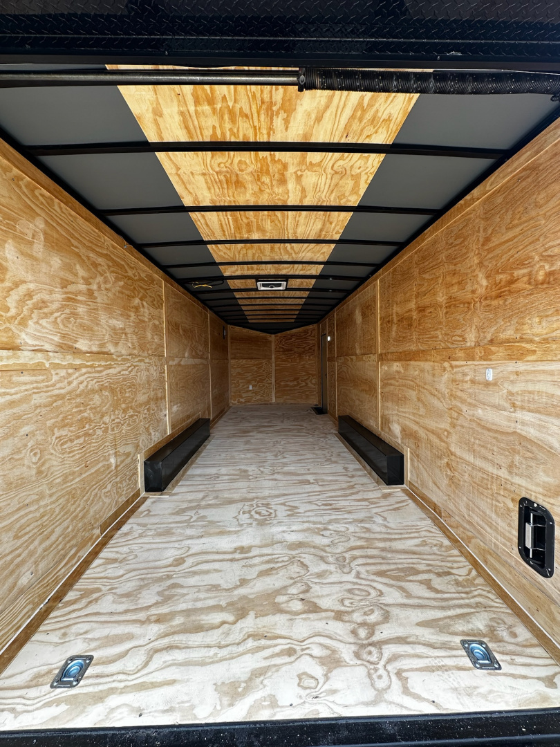 New 2026 Rock Solid 8.5x24 7'6" Interior Car Hauler-5200LB Torsion Axle-Black Poly- Blackout-Enclosed Car Hauler