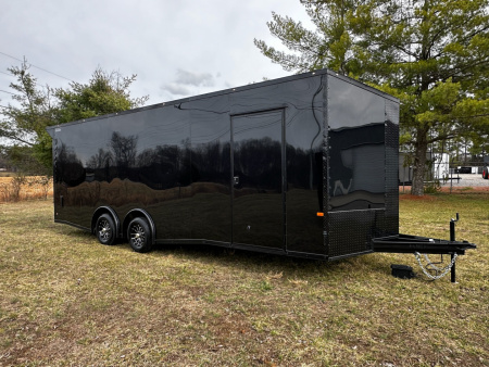 New 2026 Rock Solid 8.5x24 7'6  Interior Car Hauler-5200LB Torsion Axle-Black Poly- Blackout-Enclosed Car Hauler