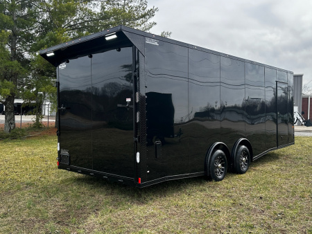 New 2026 Rock Solid 8.5x24 7'6" Interior Car Hauler-5200LB Torsion Axle-Black Poly- Blackout-Enclosed Car Hauler