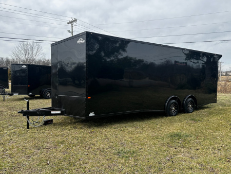 New 2026 Rock Solid 8.5x24 7'6" Interior Car Hauler-5200LB Torsion Axle-Black Poly- Blackout-Enclosed Car Hauler