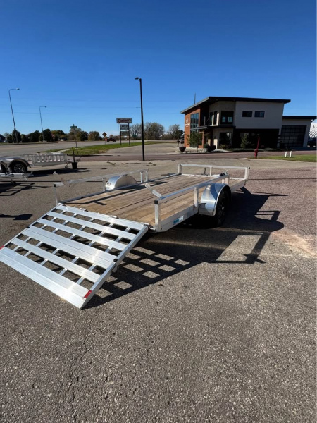 New 2026 ALCOM NEW 2026 Alcom 80x14 Aluminum Utility with side load & rear bifold ramp Utility Trailer