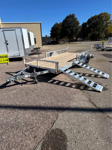 New 2026 ALCOM NEW 2026 Alcom 80x14 Aluminum Utility with side load & rear bifold ramp Utility Trailer
