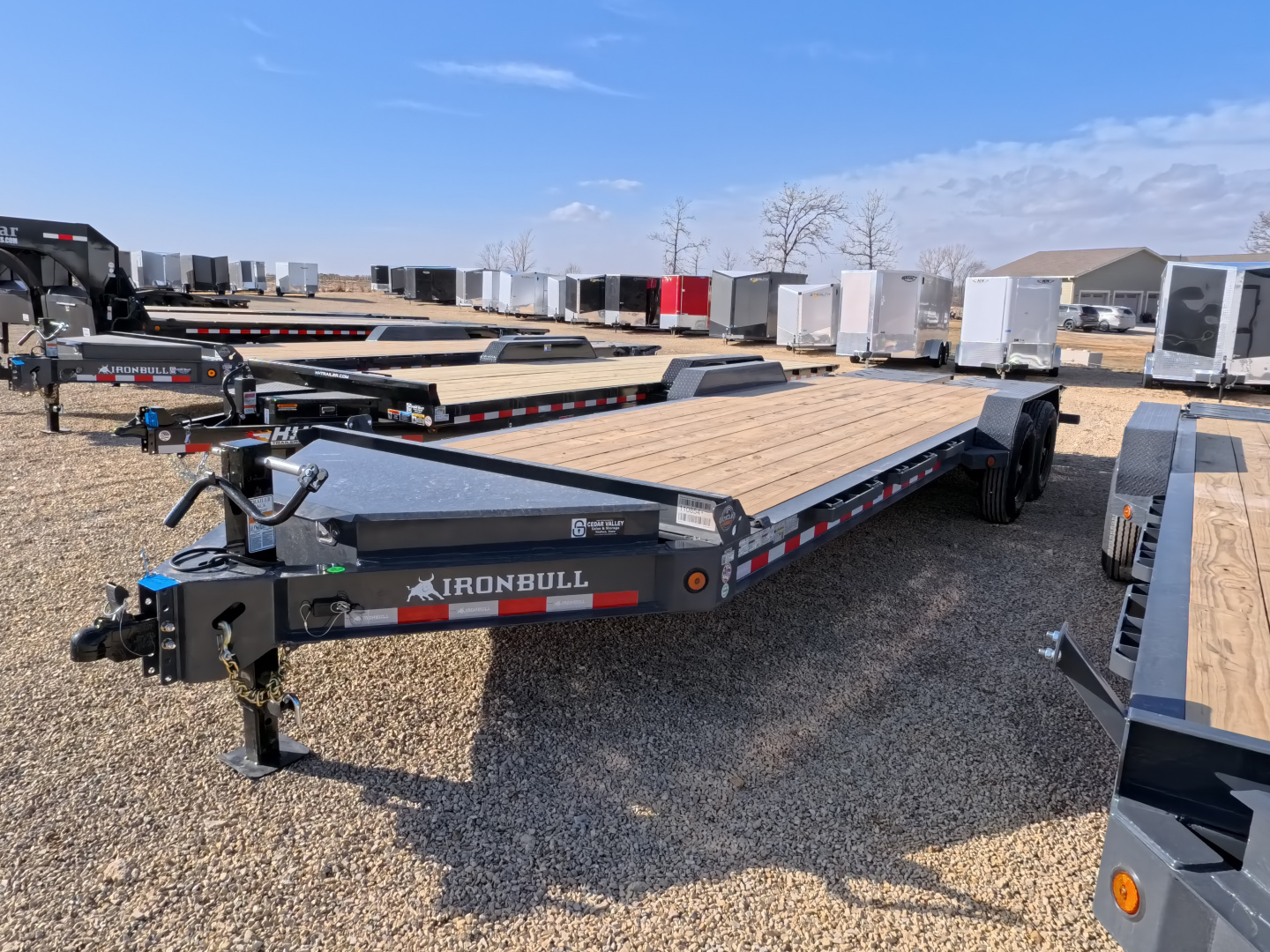 New 2026 Iron Bull 83 x 24 (21 +3) EWB Equipment Trailer with 14,000 lb. GVWR , Rampage Ramps - Ranch Gray