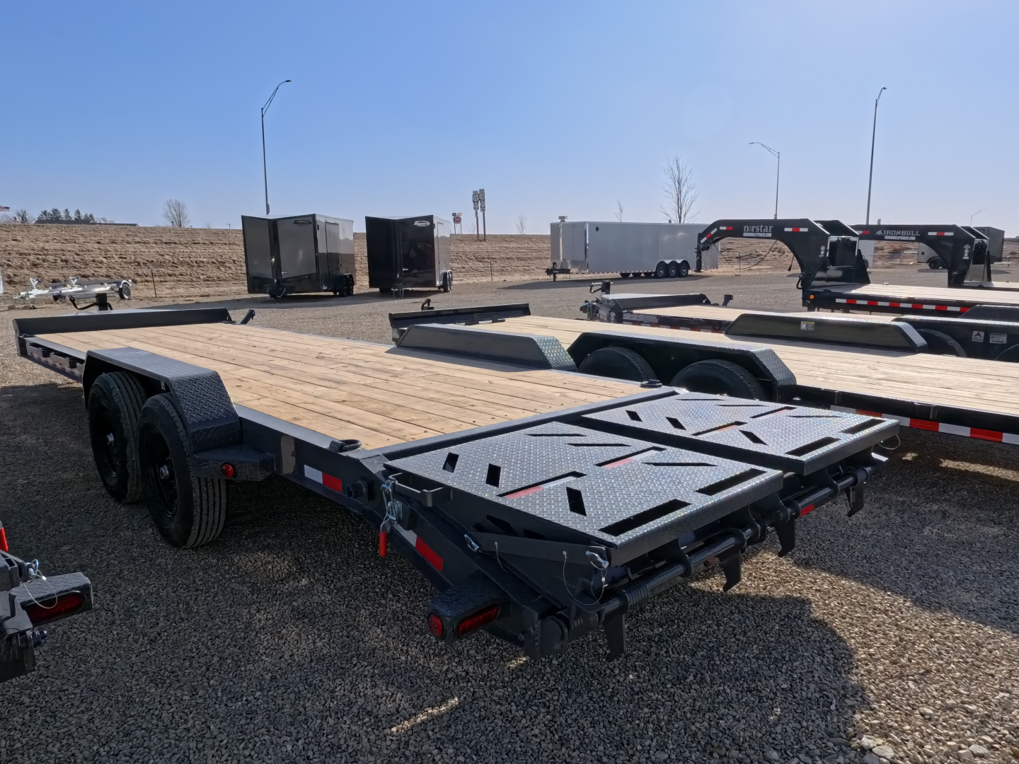 New 2026 Iron Bull 83 x 24 (21 +3) EWB Equipment Trailer with 14,000 lb. GVWR , Rampage Ramps - Ranch Gray