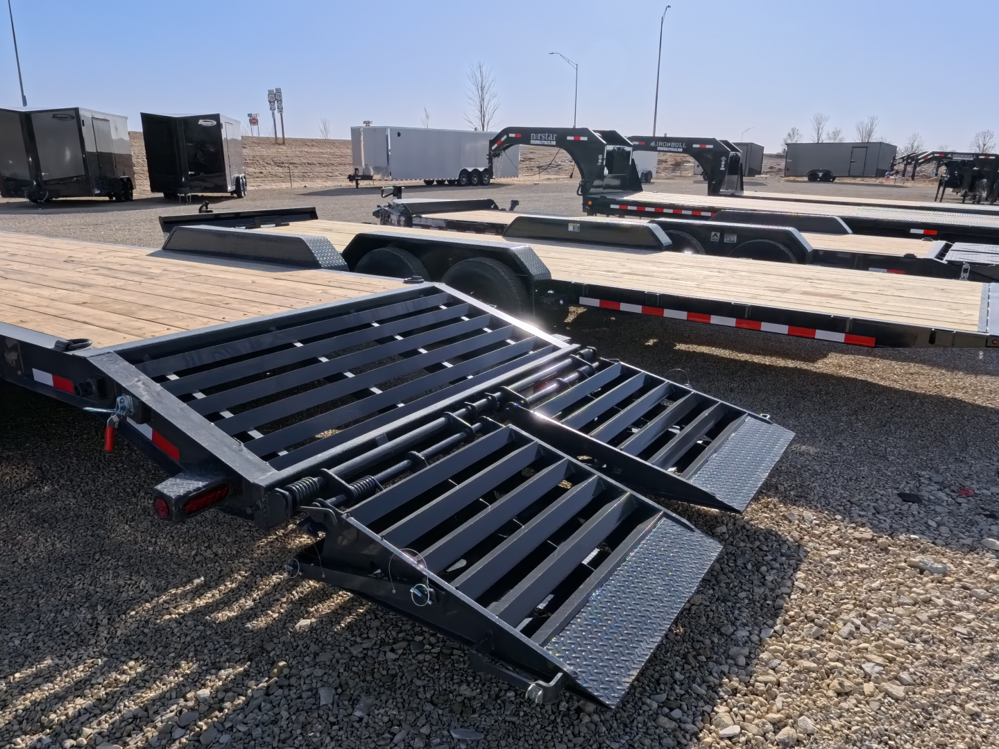 New 2026 Iron Bull 83 x 24 (21 +3) EWB Equipment Trailer with 14,000 lb. GVWR , Rampage Ramps - Ranch Gray