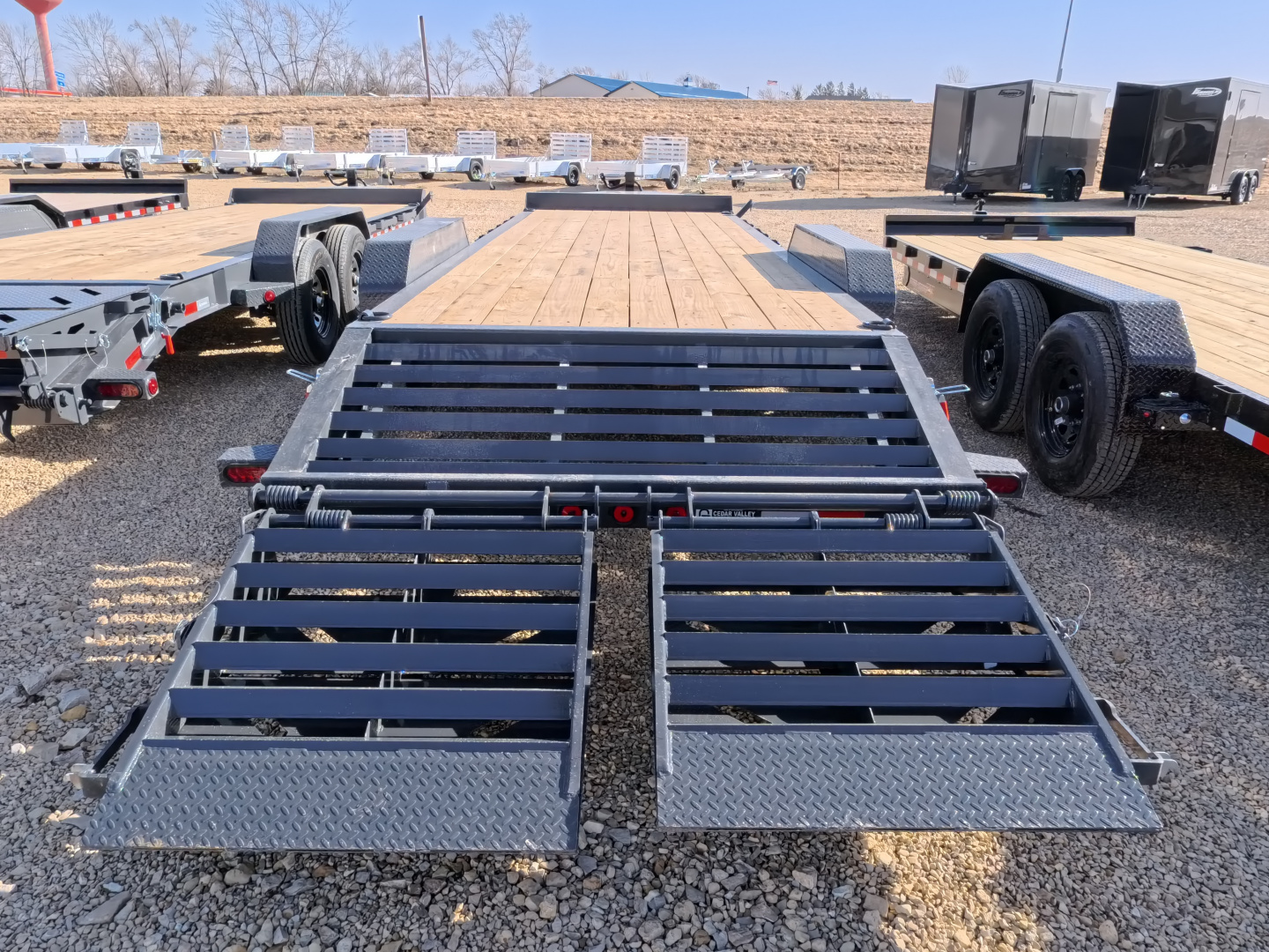 New 2026 Iron Bull 83 x 24 (21 +3) EWB Equipment Trailer with 14,000 lb. GVWR , Rampage Ramps - Ranch Gray