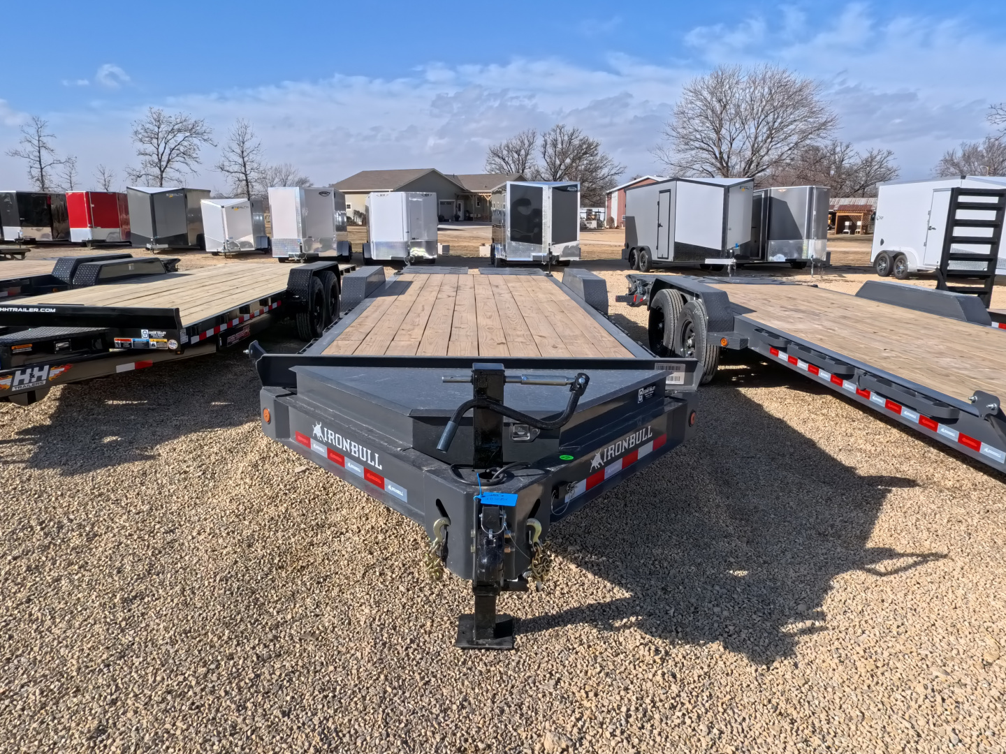 New 2026 Iron Bull 83 x 24 (21 +3) EWB Equipment Trailer with 14,000 lb. GVWR , Rampage Ramps - Ranch Gray