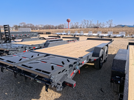 New 2026 Iron Bull 83 x 24 (21 +3) EWB Equipment Trailer with 14,000 lb. GVWR , Rampage Ramps - Ranch Gray