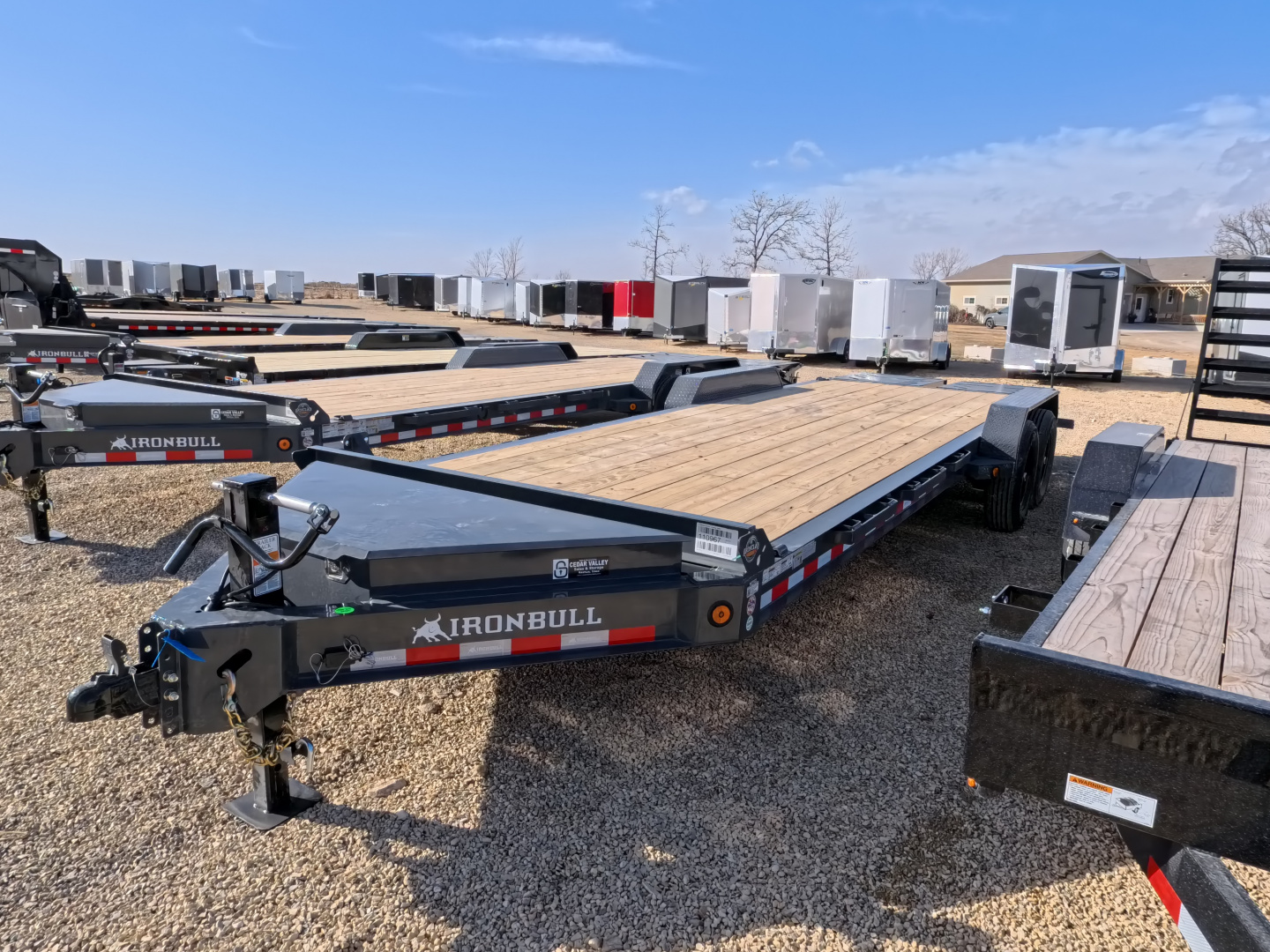 New 2026 Iron Bull 83 x 24 (21 +3) EWB Equipment Trailer with 14,000 lb. GVWR , Rampage Ramps - Ranch Gray