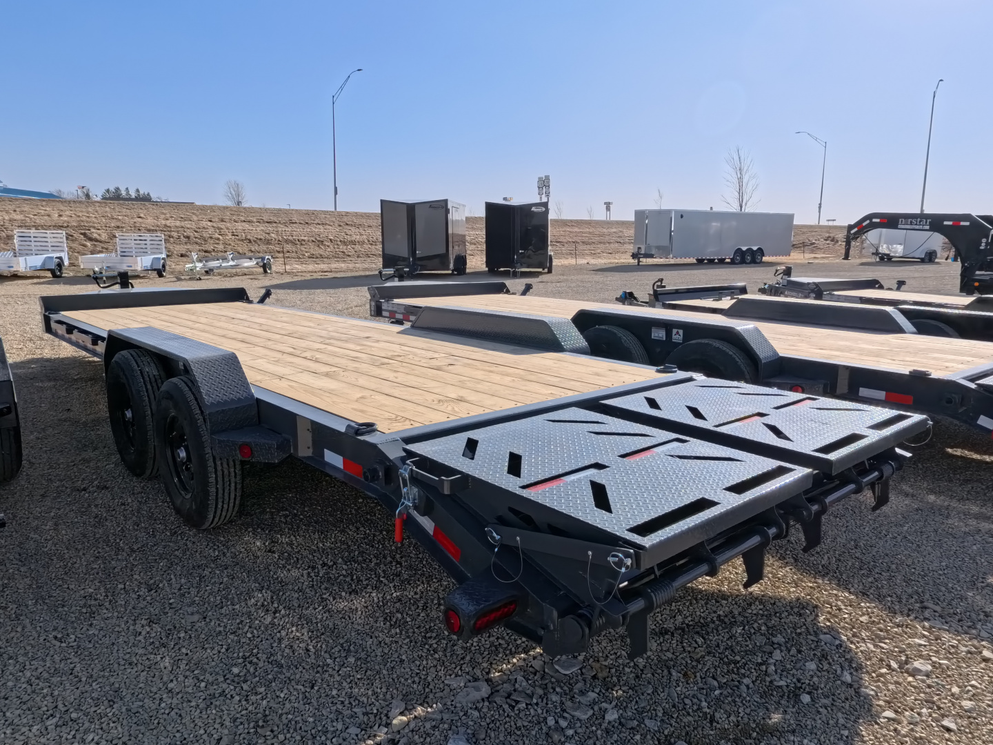 New 2026 Iron Bull 83 x 24 (21 +3) EWB Equipment Trailer with 14,000 lb. GVWR , Rampage Ramps - Ranch Gray