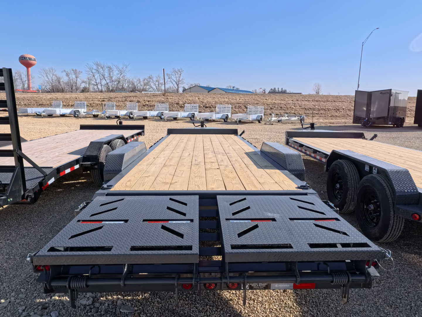 New 2026 Iron Bull 83 x 24 (21 +3) EWB Equipment Trailer with 14,000 lb. GVWR , Rampage Ramps - Ranch Gray