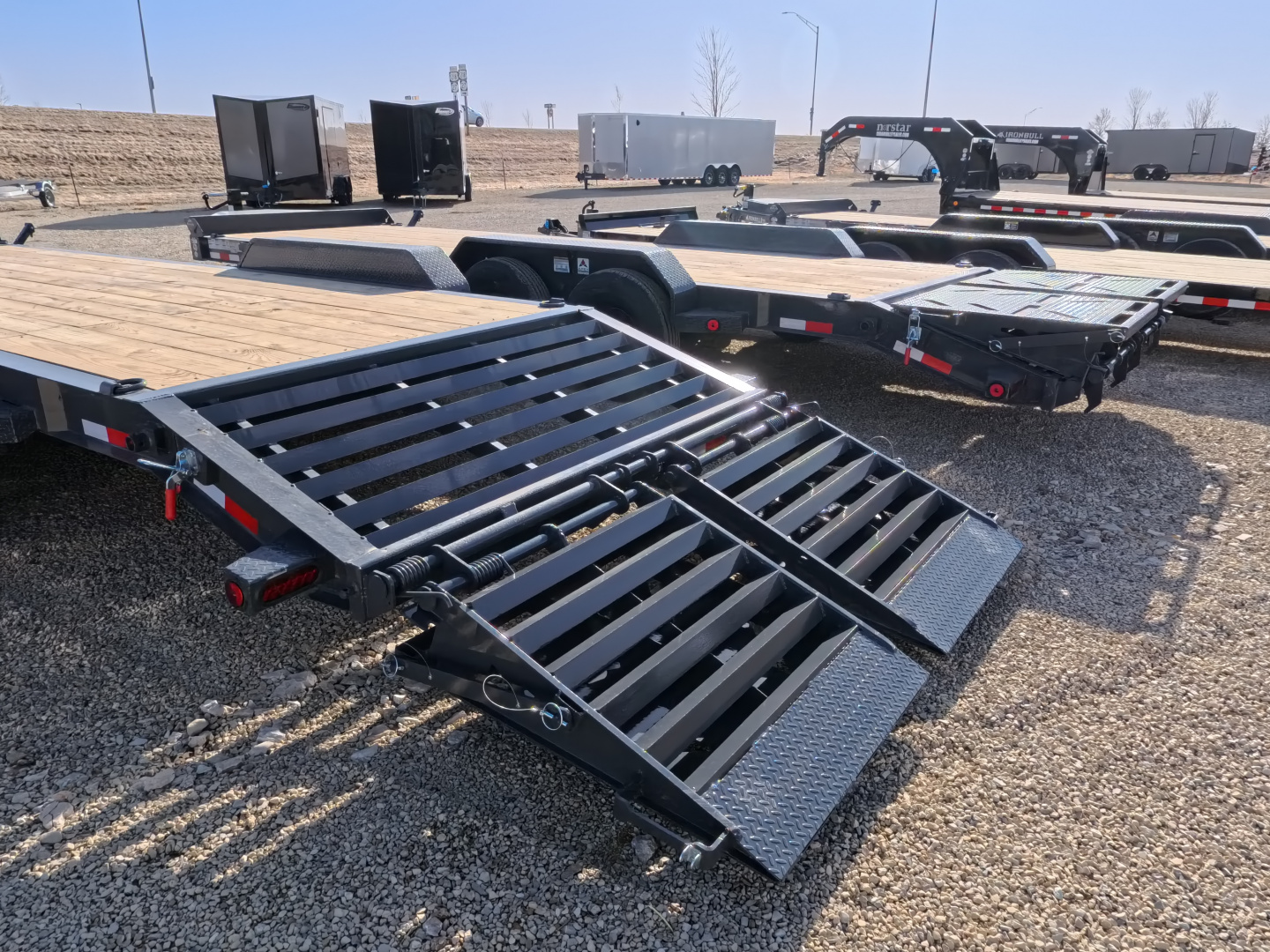 New 2026 Iron Bull 83 x 24 (21 +3) EWB Equipment Trailer with 14,000 lb. GVWR , Rampage Ramps - Ranch Gray