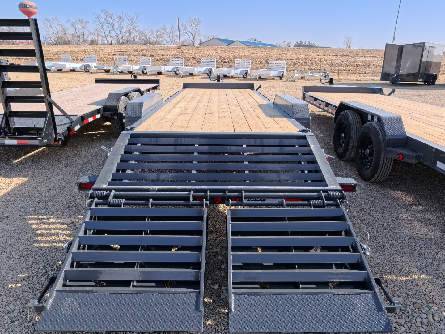 New 2026 Iron Bull 83 x 24 (21 +3) EWB Equipment Trailer with 14,000 lb. GVWR , Rampage Ramps - Ranch Gray
