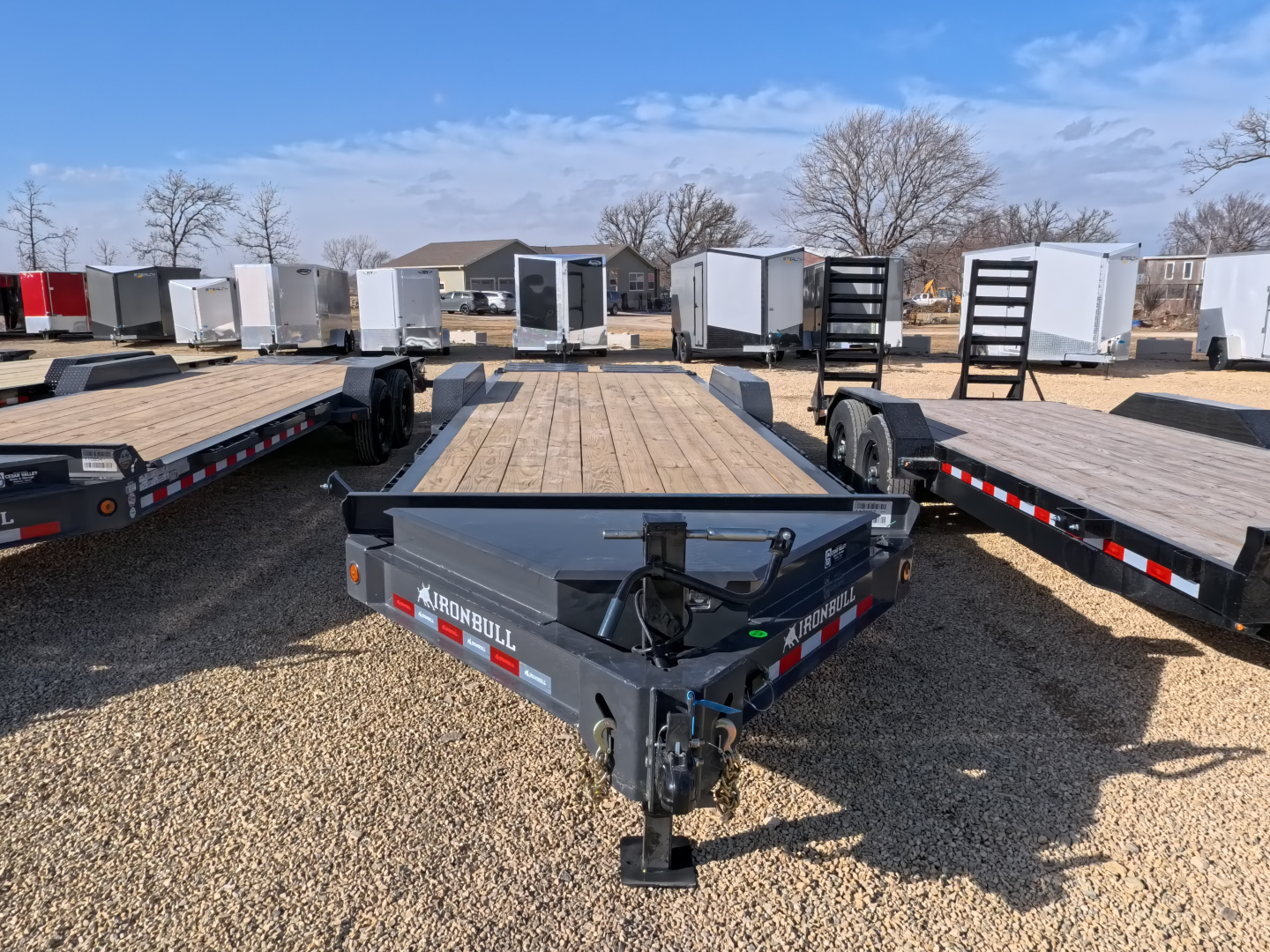 New 2026 Iron Bull 83 x 24 (21 +3) EWB Equipment Trailer with 14,000 lb. GVWR , Rampage Ramps - Ranch Gray