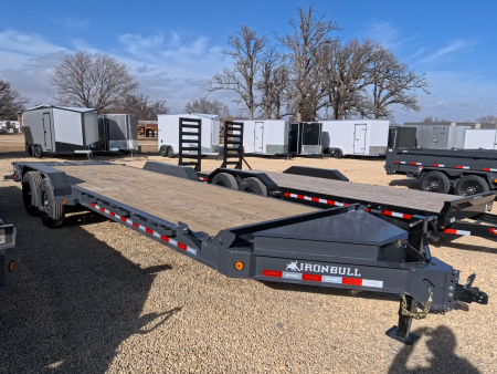 New 2026 Iron Bull 83 x 24 (21 +3) EWB Equipment Trailer with 14,000 lb. GVWR , Rampage Ramps - Ranch Gray