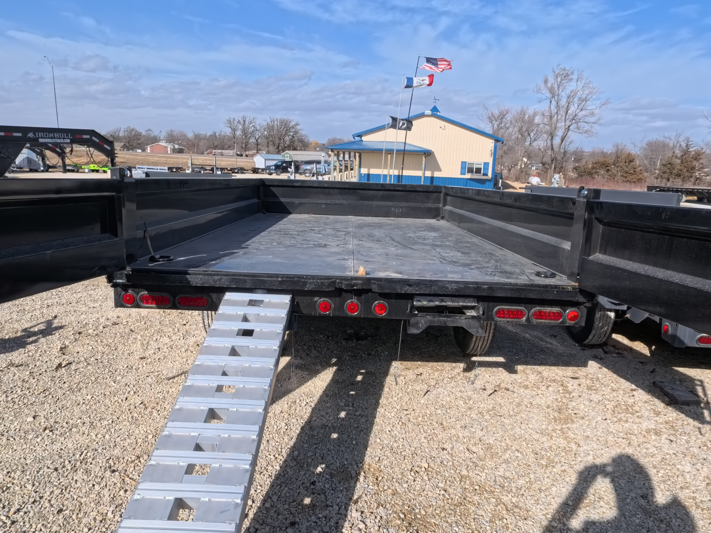 New 2026 Iron Bull 96 x 14 DDP Dump Trailer with 14,999 lb. GVWR, Slide-In Ramps -Black