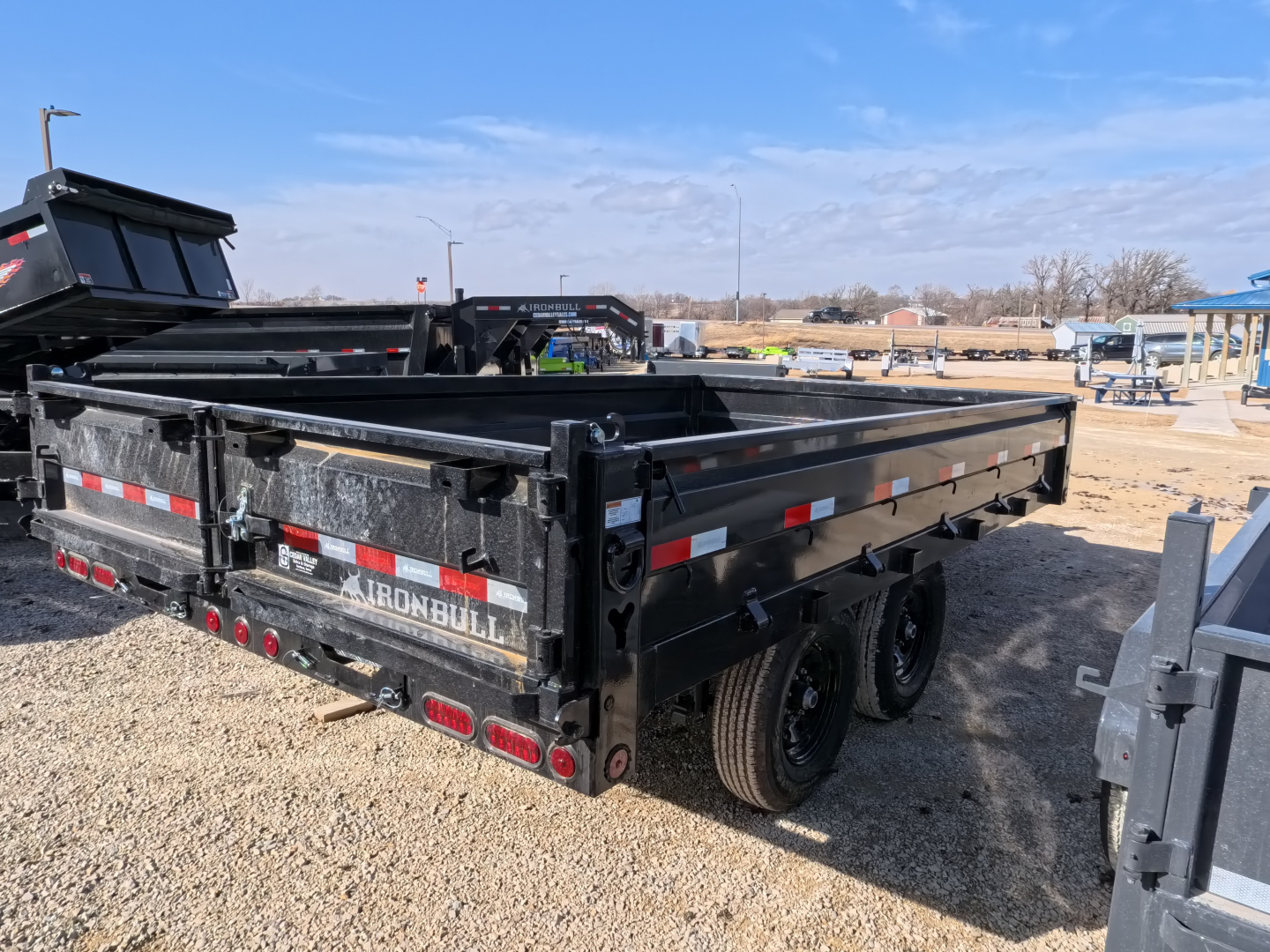 New 2026 Iron Bull 96 x 14 DDP Dump Trailer with 14,999 lb. GVWR, Slide-In Ramps -Black