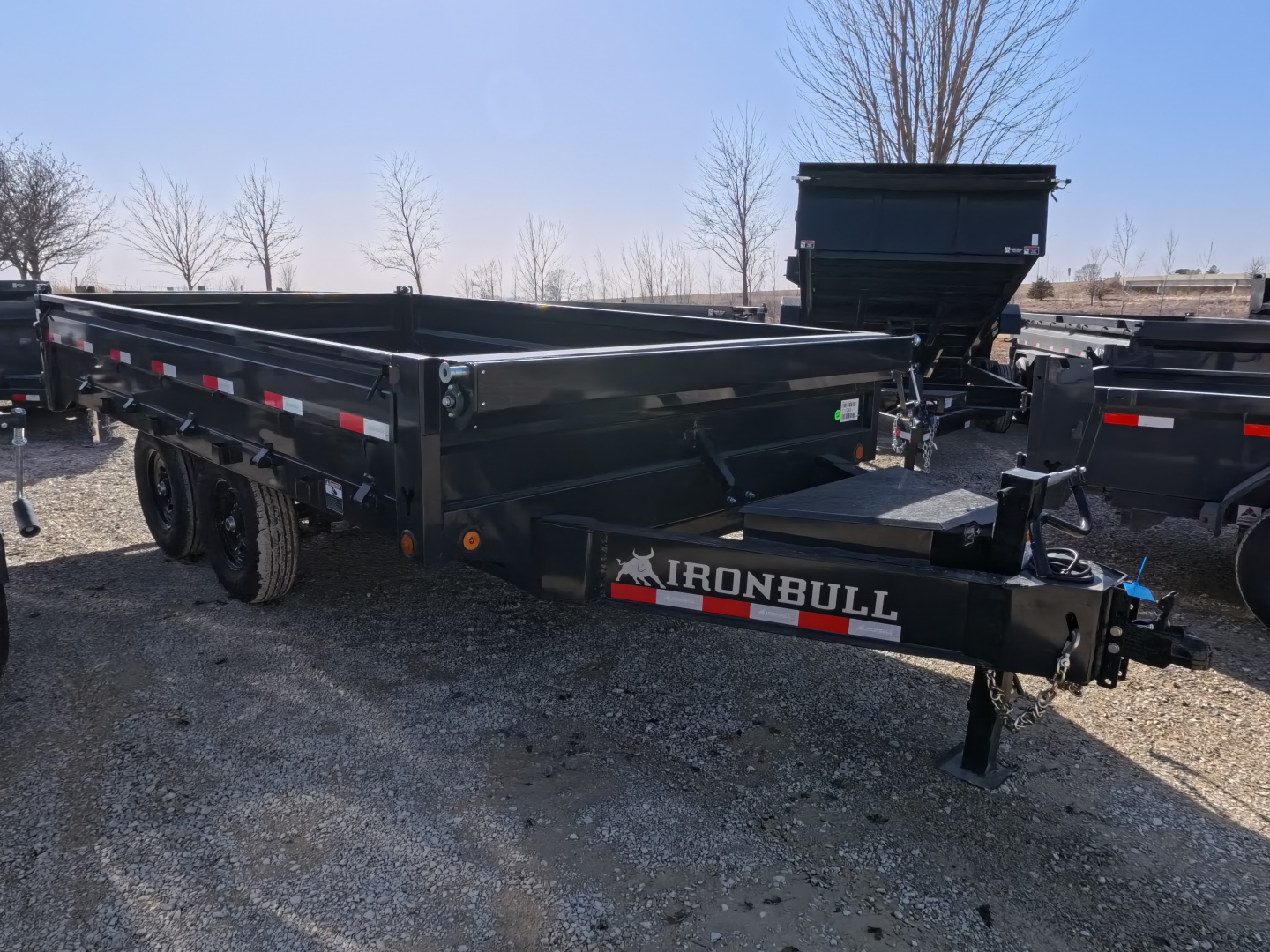 New 2026 Iron Bull 96 x 14 DDP Dump Trailer with 14,999 lb. GVWR, Slide-In Ramps -Black