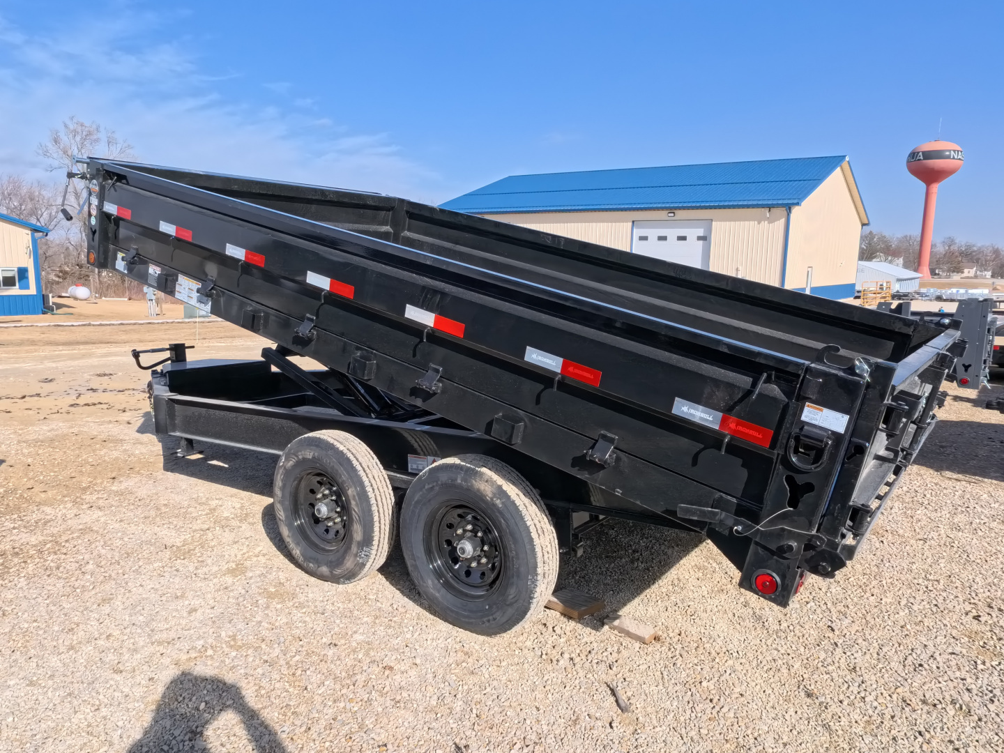New 2026 Iron Bull 96 x 14 DDP Dump Trailer with 14,999 lb. GVWR, Slide-In Ramps -Black