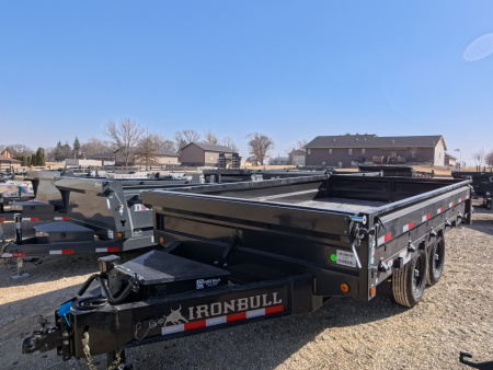New 2026 Iron Bull 96 x 14 DDP Dump Trailer with 14,999 lb. GVWR, Slide-In Ramps -Black