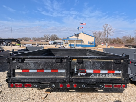 New 2026 Iron Bull 96 x 14 DDP Dump Trailer with 14,999 lb. GVWR, Slide-In Ramps -Black