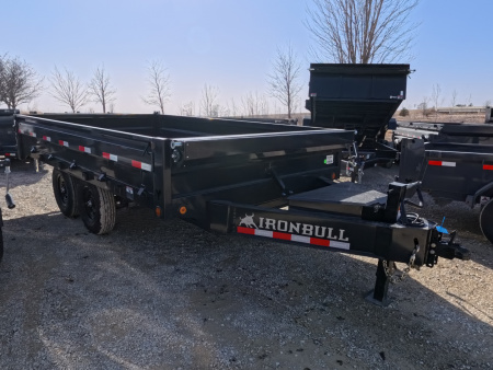 New 2026 Iron Bull 96 x 16 DDP Deckover Dump Trailer with 14,999 lb. GVWR, Slide-in Ramps - Black