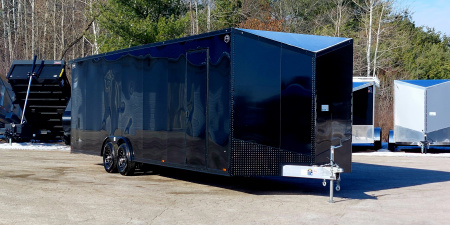 New 8 X 28 +2' VNOSE CAR HAULER ENCLOSED ALL ALUMINUM 5200# AXLES 2026 LIGHTNING
