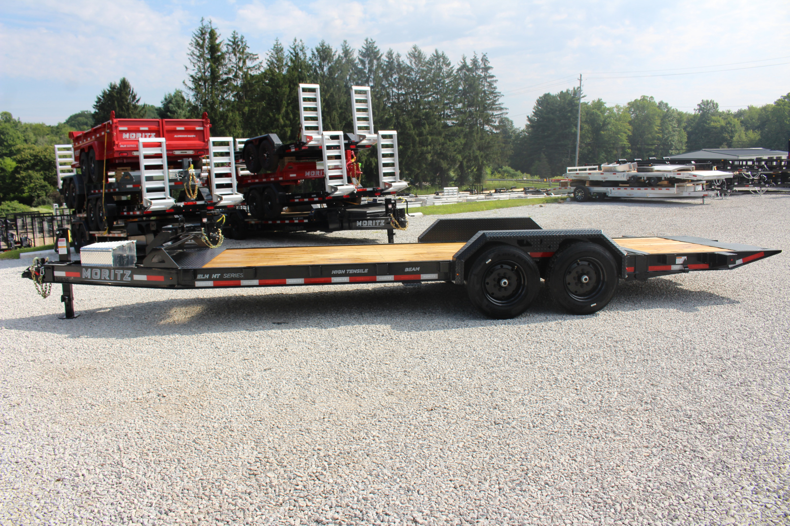 New 2026 Moritz 7' x 16' + 6' Low Pro - Hydraulic Power Tail - Equipment Trailer - 16000# GVW
