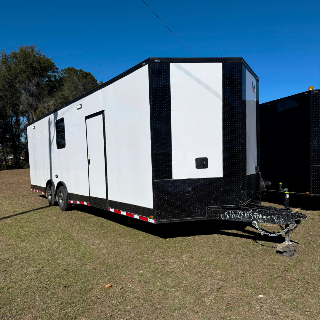 New 8.5X28TA3 White Race Ready Trailer