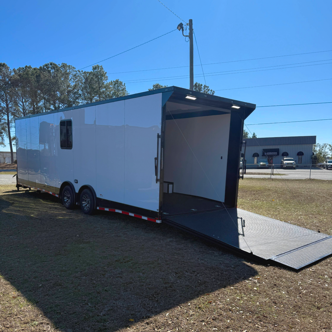 New 8.5X28TA3 White Race Ready Trailer