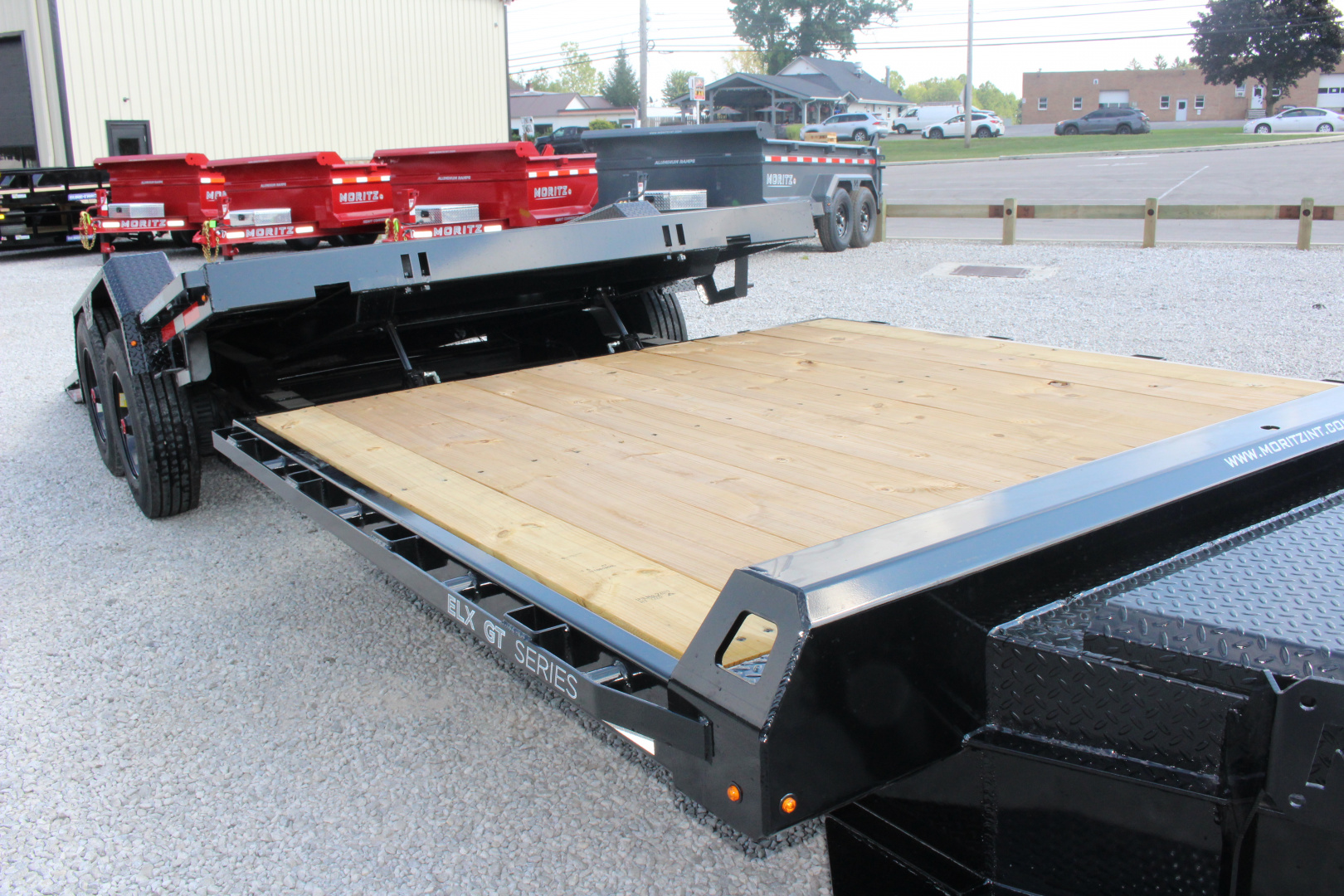 New 2026 Moritz 7' x 16' + 8' Low Pro - Gravity Tilt - Equipment Trailer - 25900# GVW